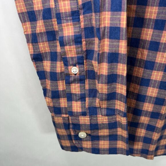 J.CREW Secret Wash Slim Fit Button Down Shirt Mens Small Orange Blue Plaid NWT - Picture 5 of 14